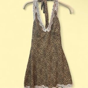 Frankie's Bikinis Leopard Print Dress with White Lace